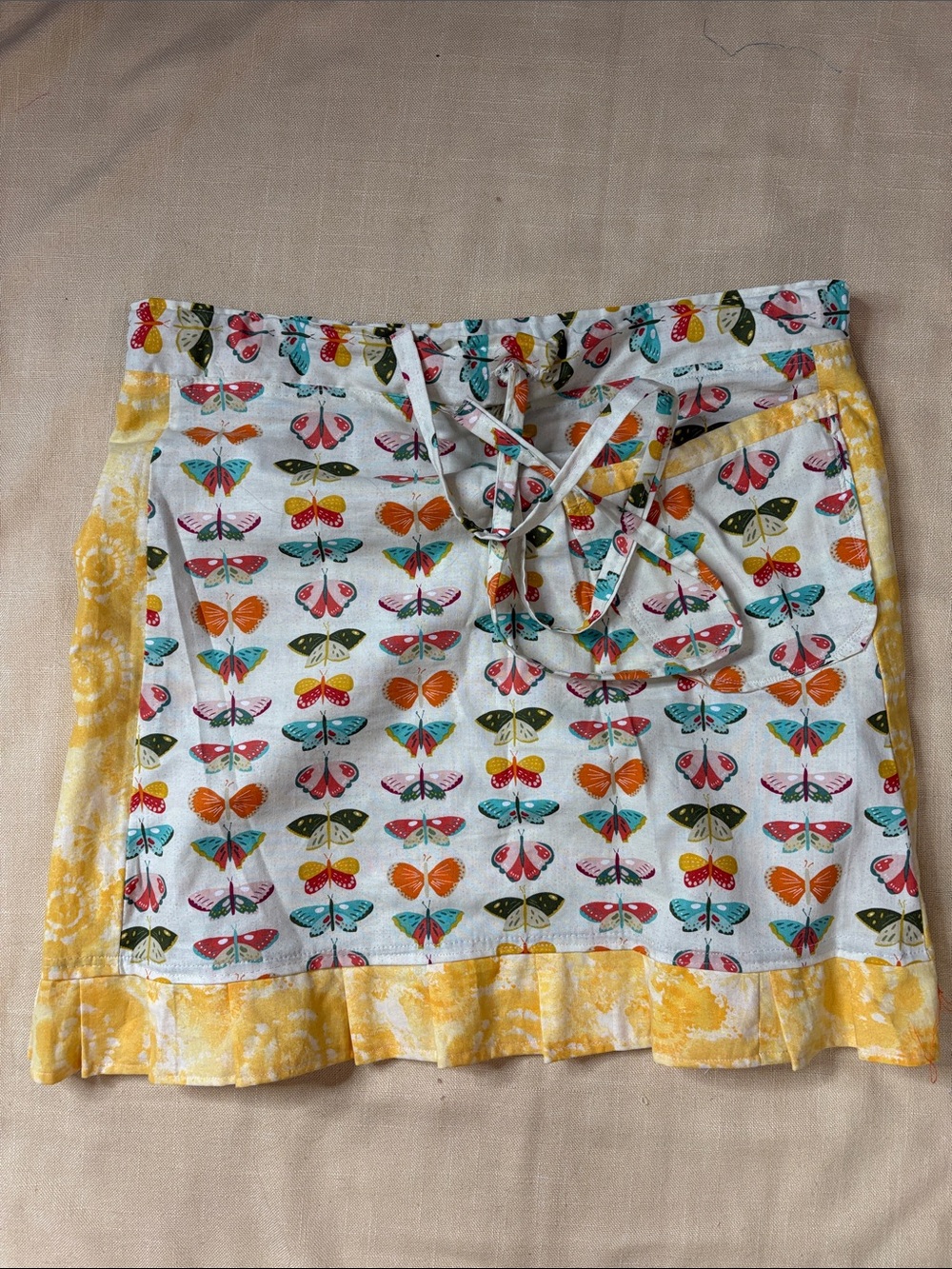 Butterfly Print Mini Skirt with Yellow Trim